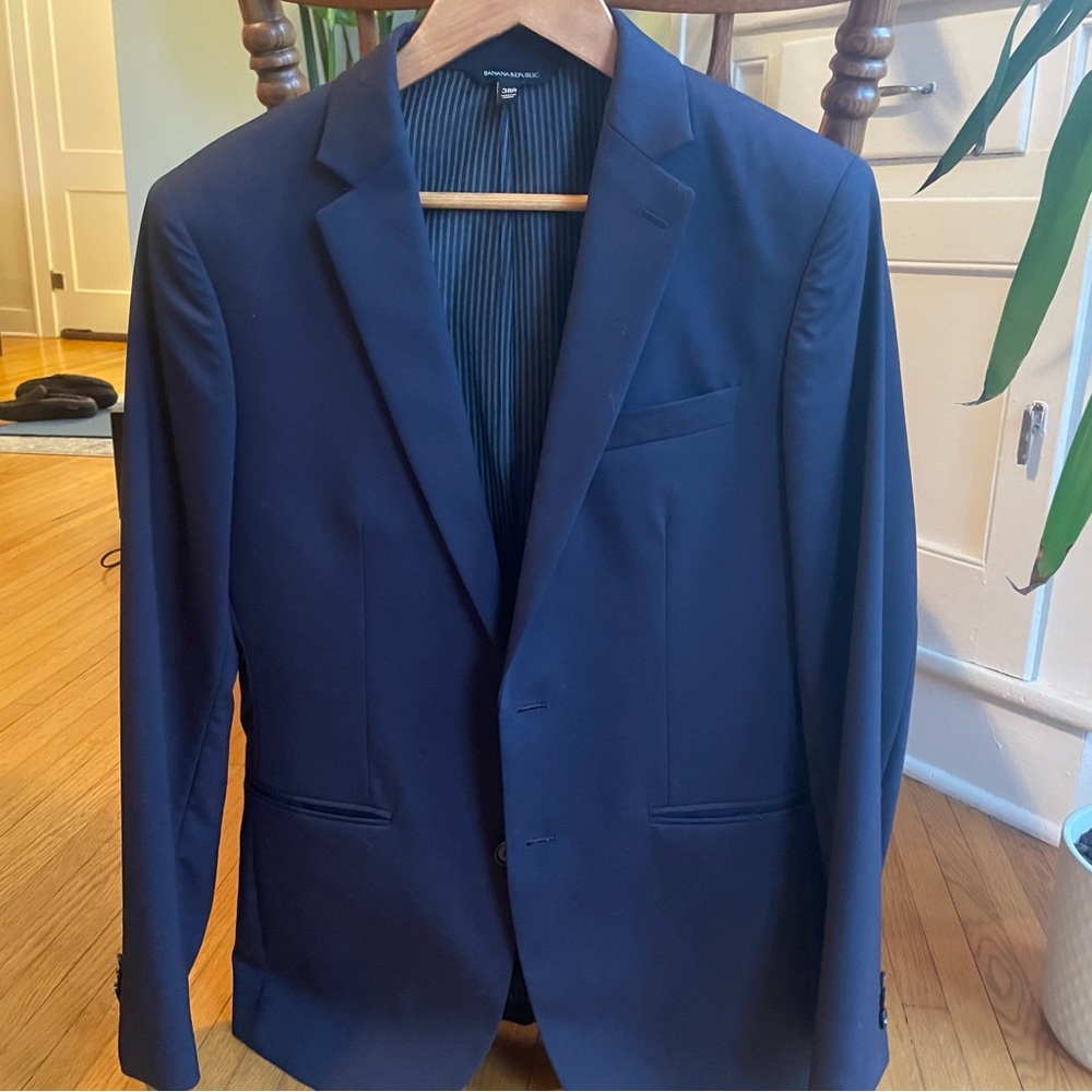 Banana Republic Slim Fit Wool Blue Men’s Full Suit (Jacket & Pants)